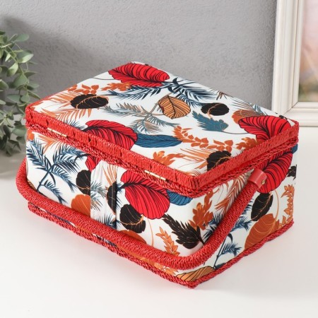 Casket for needlework "Tropical leaves" 19x26x14.5 cm-4