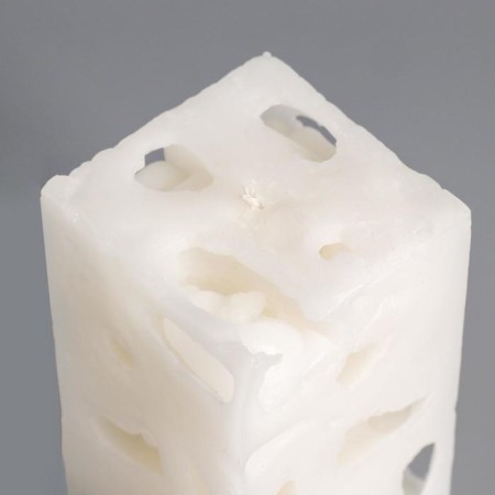 Aromatic decorative candle "openwork", white, 6x6x12 cm, pure cotton-2