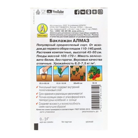 Aelita Equita's Electheaz Eggplant seeds, compact, without bitterness-3