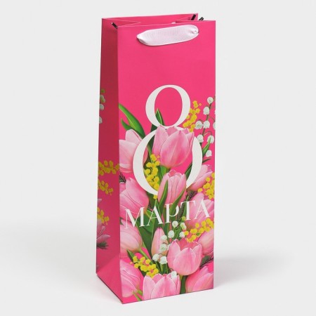 Gift package for a bottle, packaging, “since March 8!”, 13 x 36 x 10 cm-2