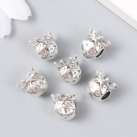 Bead for creativity Metal "Prince" silver 1x1.1 cm-2