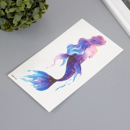 Tattoo on the body color "purple mermaid" 11.4x21 cm-1