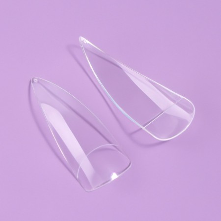 Tips for nail extension, 100 pcs, forms of almonds, short contact zone, transparent color-3
