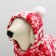 Kombinson "Deer" with a hood, size S (DS 25 cm, OG 35 cm, Osh 25 cm), red