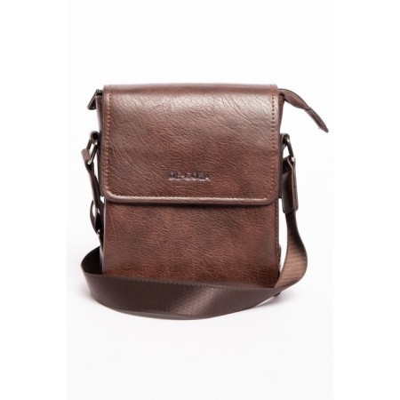 Bag Cross-Body Men, genuine leather de-gosa brown, 16x5x19 cm