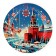 New Year's Papa plate "Happy New Year", Kremlin Christmas tree, 18 cm, disposable