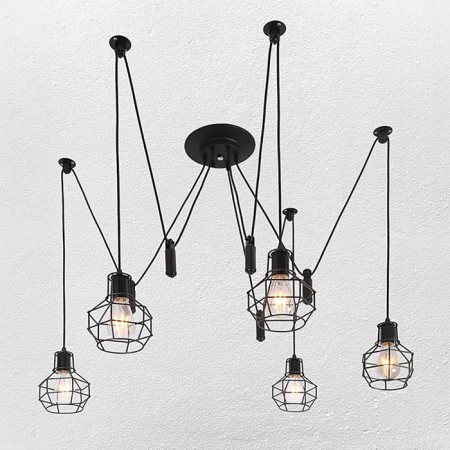 Spring chandelier "Spider" E27 5x40W Black 85x85x75 cm