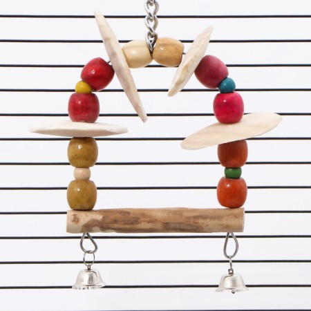 A toy for birds with a bell and mineral stone, 15 x 10 cm-3