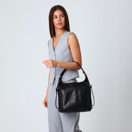 Bag Women's bag with zipper, black color-1