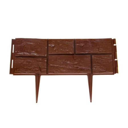 Decorative fence, 24 × 177.5 cm, 5 sections, plastic, dark brown, "stone"-7