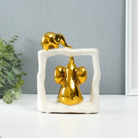 Souvenir Ceramics "Eliors - Support. Square" White with gold 6x13.5x17.5 cm-3