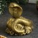 Figure "Snake on money with a barrel" Old gold, 6x6x5cm