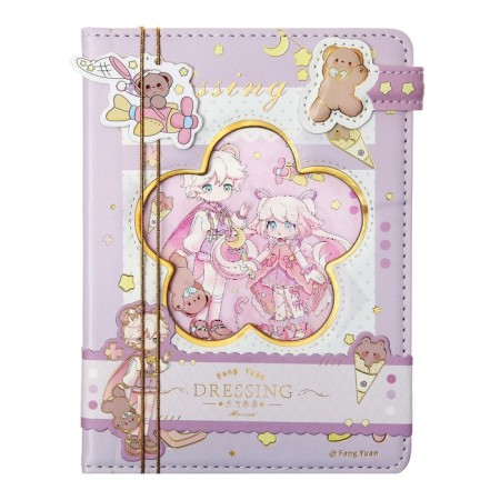 Notebook Gift, A6, 96 sheets, color block, with a curly knife, PVC cover, 3D, "Anime", mix-1
