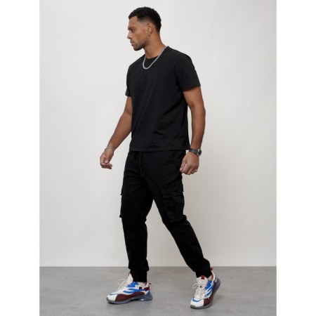 Cargo jeans male, size 56, black color-5