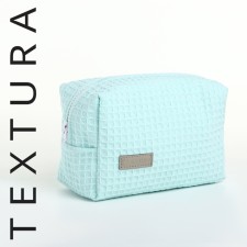 Cosmetic bag at the zipper textura, turquoise color