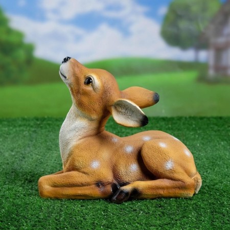 Garden Figure "Lying Olenenok" from the polystone good souvenirs, 24 cm, medium, brown-2