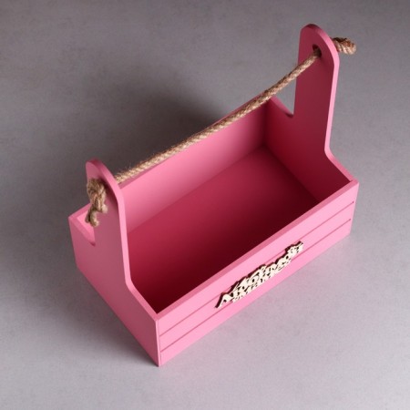 Box - wooden Kashpo 25x15x30 "Beloved Mom" ​​Pink Coral-2