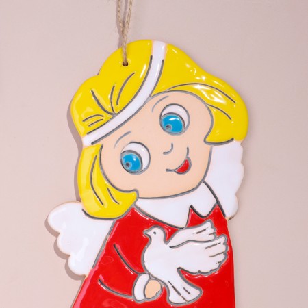Panel "Angel with a dove", 18x8 cm, Mayolik-4