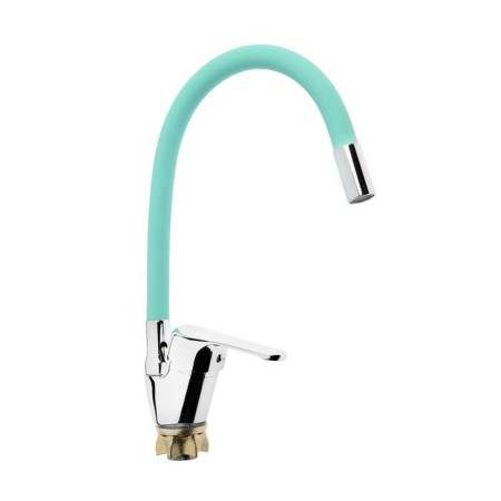 Accoona A4844K kitchen mixer, single -leaf, silicone spout, silumin, green/chrome