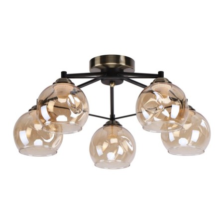 Lamp Ceiling Economy light 25031/5bk+ab amb, 5x60W, E27, 23x54x54 cm, bronze color