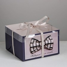Capcake box, confectionery packaging, 4 cells “Gift for you”, 16 x 16 x 10 cm