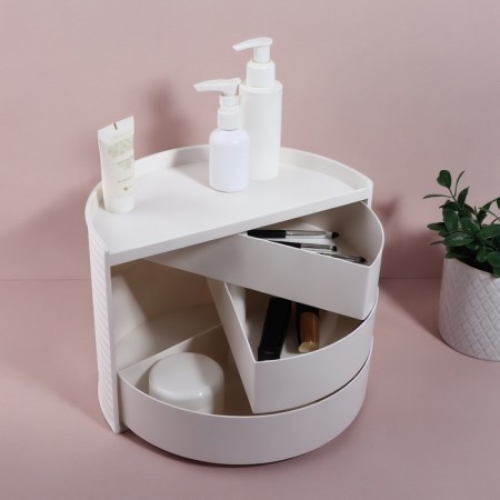 Organizer for storage, rotating, 3 sections, 27 × 15 cm, white color-1