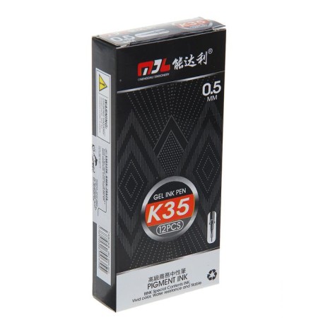 Gel pen, 0.5 mm, black, silver body with a pattern-1