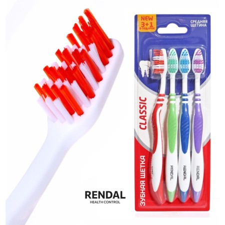 Rendal Classic toothbrush, average stiffness, 4 pcs.