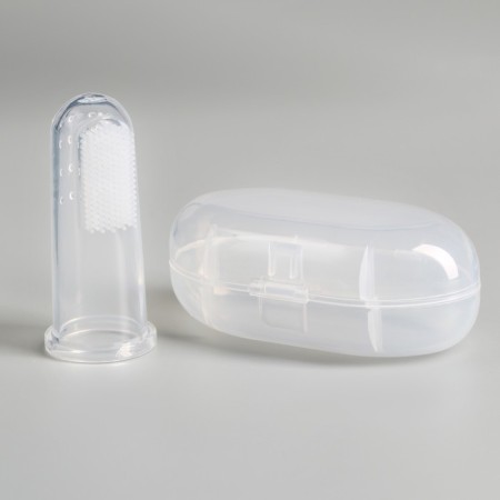 An animal brush brush, 5.5 x 2.5 cm, transparent container 7 x 4 cm