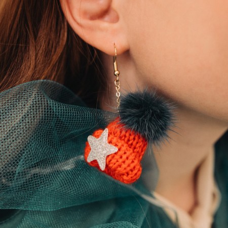 Rat earrings are soft, red-green color-3