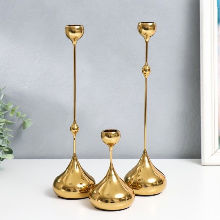Summier Metal "drop" set 3 pcs gold 8.5x8.5x15; 8.5x8.5x32 cm-1