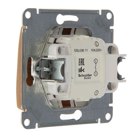 Glossa switch Sche GSL000511, 10 A, 1 key, hidden, oak color-1