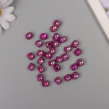 Beads for creativity plastic "Cube" mother -of -pearl violet set 30 pcs 1x1 cm-1