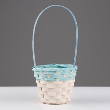 Wicker basket 13x9.5/28 cm, turquoise, bamboo