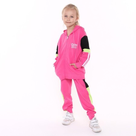 Suit for a girl (sweatshirt/pants), pink color, height 104-110cm-5