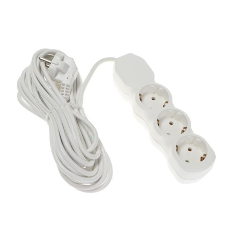 Extension cord Luazon Lighting Eco, 3 sockets, 8 m, 10 A, 2200 W, PVS 3x0.75 mm2, with salary, white-2