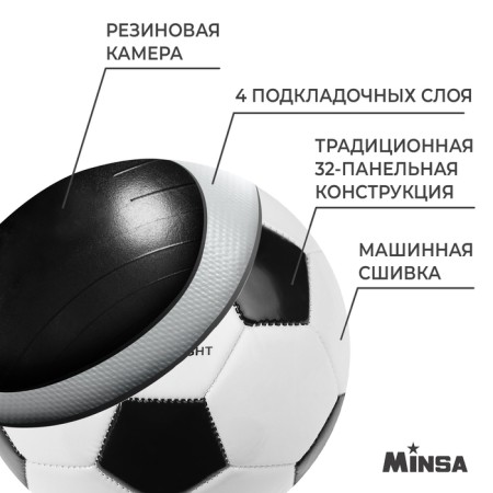Ball football minsa, tpu, machine stitching, 32 panels, p. 3-2