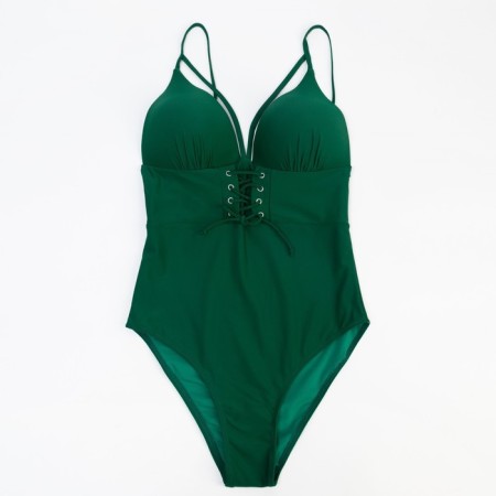 Women's swimsuit Minaku on lacing, green color, size 42-5