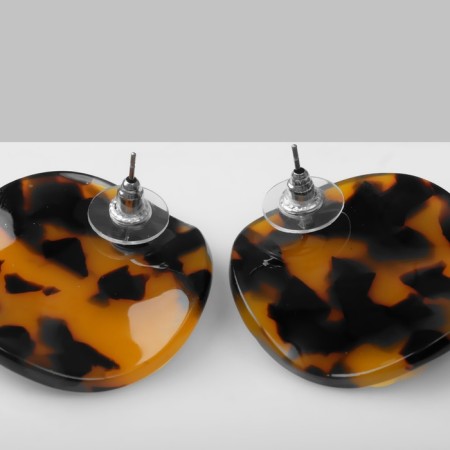 Acryl Earrings "Circle" crumpled, yellow-black color-2
