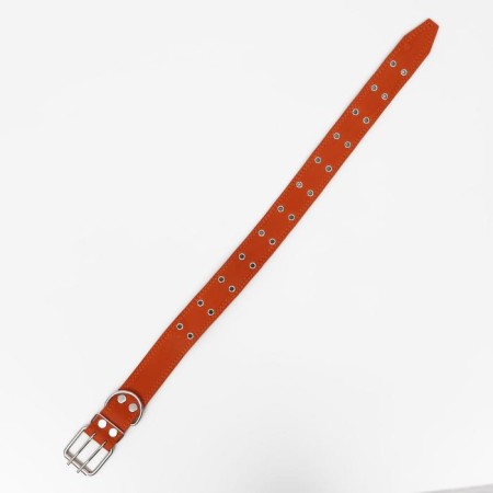 Leather collar on synthetic winterizer, dimensionless, 83 x 4.5 cm, Osh 20-71 cm, orange-2
