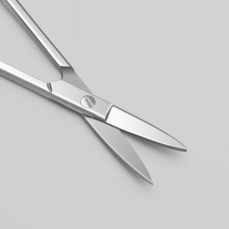 Manicure scissors for cuticles, bent, narrow, 9.3 cm, silver color-3