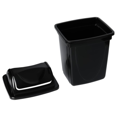 Basket for papers and garbage Istanm, 12 liters, rotating lid, plastic, black-3
