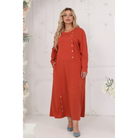 Female dress, size 52, terracotta color-8