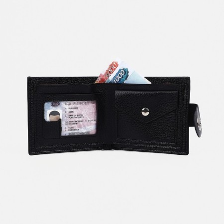 Male purse on a magnet, a compartment for coins, for cards, black color-3