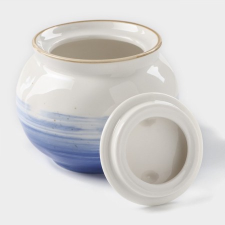 Porcelain sugar tower with a lid of the Cosmos, 400 ml, blue color-2