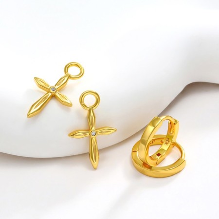 Серьги со съёмным элементом XUPING крест, цвет белый в золоте-4