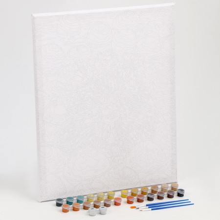 Picture on numbers on a canvas with a subframe of Kapibara in a pond, 40 x 50 cm-2