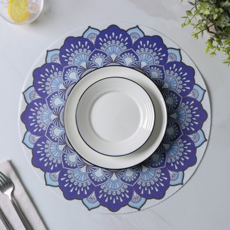 A set of serving napkins on the table "Silia", d = 38 cm, 4 pcs, the color is blue-4