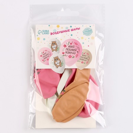 Latex ball 12 "Mom", with a bear, 5 pcs.-2
