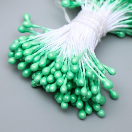 Stamens for artificial flowers "Drops green" (set 130 pcs) length 6 cm-2